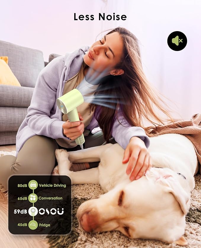 Hair Dryer with Diffuser for Curly Hair, Negative Ionic Hairdryer, High-Speed Blow Dryer with 110, 000 RPM Brushless Motor, Fast Drying Lightweight Travel Hairdryer, Low Noise Quiet Hair Dryers-VivaGrace Women