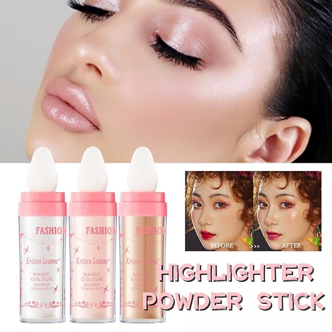 Polvo De Hadas Fairy Highlight Patting Powder Body Brightens the Natural Three-dimensional Patting Powder Blusher (03# Golden Brown)-VivaGrace Women
