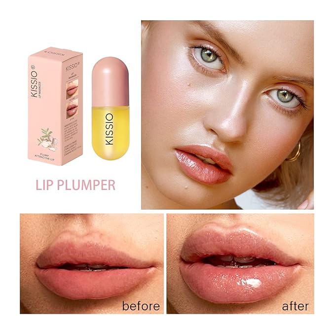KISSIO Lip Plumper,Natural Lip Plumper for Day Use,Lip Plumping Gloss Make Lips Fuller and Moisturizing 5.5ml-VivaGrace Women