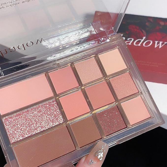 12 Girds Colorful Matte Shimmer Eyeshadow Palette for Eye Makeup,High Pigmented Eye Shadow Primers Powder Palet de sombras de ojos 12-B-VivaGrace Women