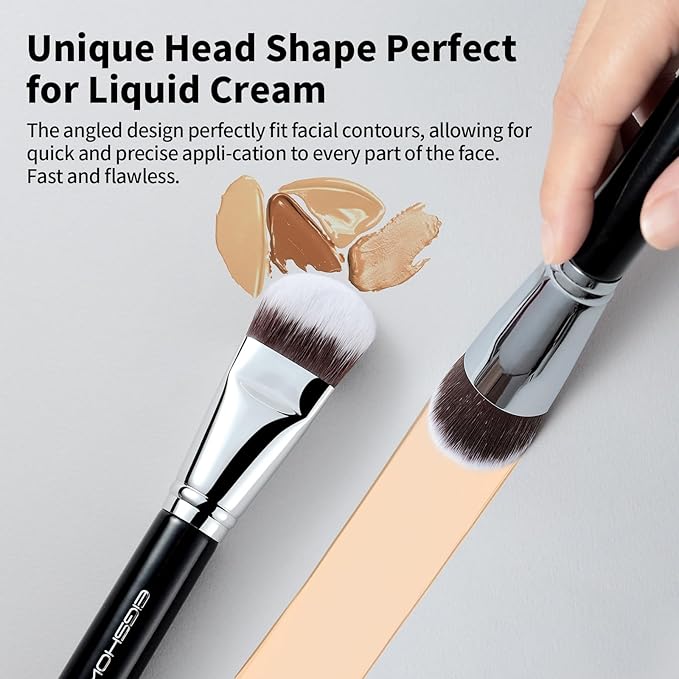 Foundation Brush, EIGSHOW Pro Slanted Brushes Angled Bristles Mask Kabuki Face Brush Perfect for Powder Liquid Cream Buffing Blending (F625)-VivaGrace Women