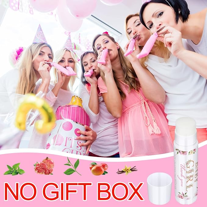 Dunzy 50 Pcs Thank You Gift Lip Balm Bulk Baby Shower Party Favors Bridal Shower Favor Lip Care with Assorted Fruit Flavors Thank You Lipstick for Guest Basket Gift Stuffer (Floral)-VivaGrace Women