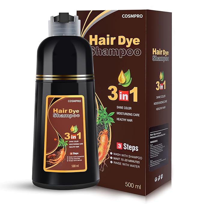 Hair Dye Shampoo Chestnut Brown Hair Color Shampoo for Gray Hair Coverage Herbal Hair Dye Shampoo 3 in 1 for Men and Women, Instant Color Shampoo-VivaGrace Women