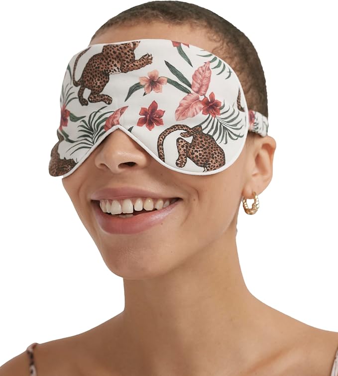 Desmond & Dempsey Cotton Luxe Eye Mask (Soleia Leopard Print Cream)-VivaGrace Women