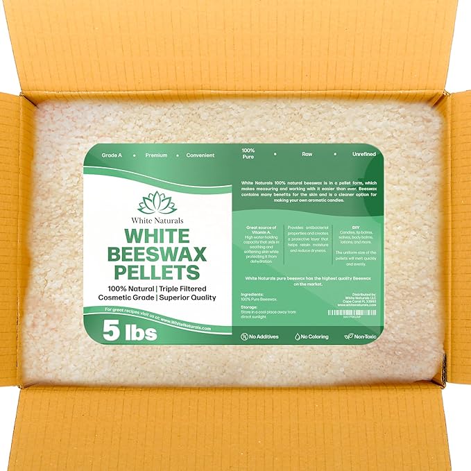 Bulk White Beeswax Pellets 5lb, Pure, Natural, Cosmetic Grade, Organic, Bees Wax Pastilles, Triple Filtered, Great For Candle Making, Soap, Food Wrap, DIY Projects Lip Balms, Lotions, and More!-VivaGrace Women