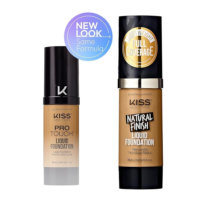Kiss New York Professional Liquid Foundation - Lightweight and Hydrating Formula, Natural Finish, Control Shine, Cover Pores, Medium to Full Coverage, Green Tea Extract (Soft Tan)-VivaGrace Women