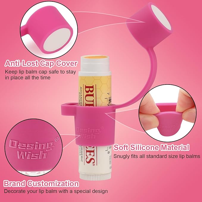 Desing Wish Silicone Lip Balm Holder with Cap Cover Portable Chapstick Holder Keychain Sleeve Lip Balm Key Chain with Key Ring and Wrist Strap Lanyard - Purple-VivaGrace Women