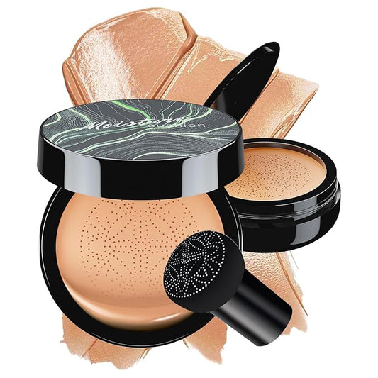 Mushroom Head Air Cushion CC Cream - BB Cream Face Makeup Foundation for Mature Skin Moisturizing Concealer Brighten Long-Lasting, Even Skin Tone for All Skin Types, Medium Deep-VivaGrace Women