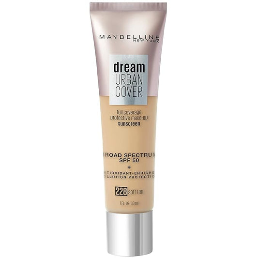 Maybelline Dream Urban Cover Flawless Coverage Foundation Makeup, SPF 50, Soft Tan-VivaGrace Women