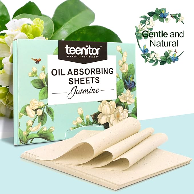 Teenitor Oil Blotting Papers for Face, 100 Sheets Jasmine Oil Blotting Sheets for Oily Skin, Oil Control Film Oil Absorbing Sheets for Face Men Women, Oil Absorbent Pads-VivaGrace Women
