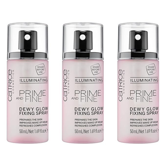 Catrice | Prime & Fine Illuminating Dewy Glow Spray | Transparent and Fast Drying Fixing Spray| Paraben Free & Vegan | Cruelty Free (Pack of 3)-VivaGrace Women