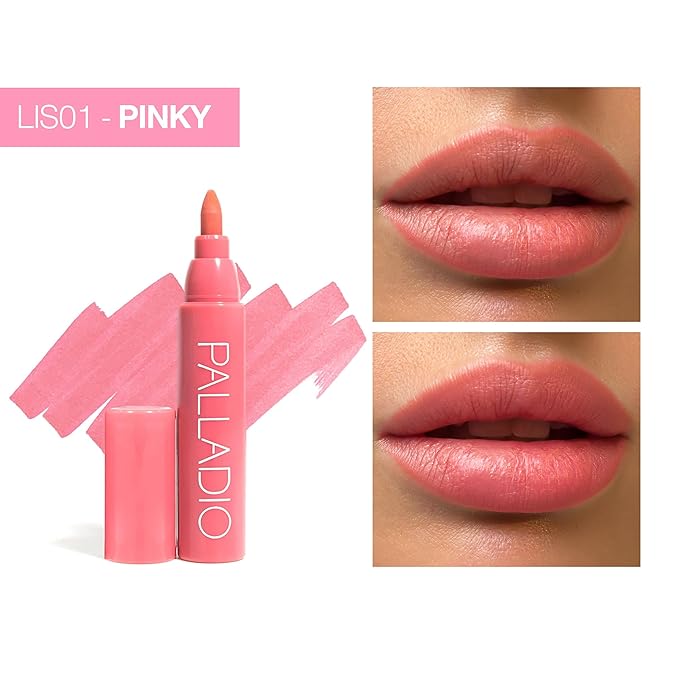 Palladio Lip Stain, Hydrating and Waterproof Formula, Matte Color Look, Long-lasting All Day Wear Lip Color, Smudge Proof Natural Finish, Precise Chisel Tip Marker, Pinky-VivaGrace Women
