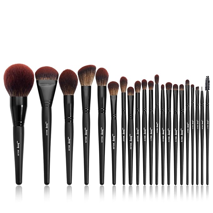 Jessup Makeup Brushes Set Premium Synthetic Powder Foundation Highlight Concealer Eyeshadow Blending Eyebrow Liner Spoolie Brush Set Black 21pcs T271-VivaGrace Women