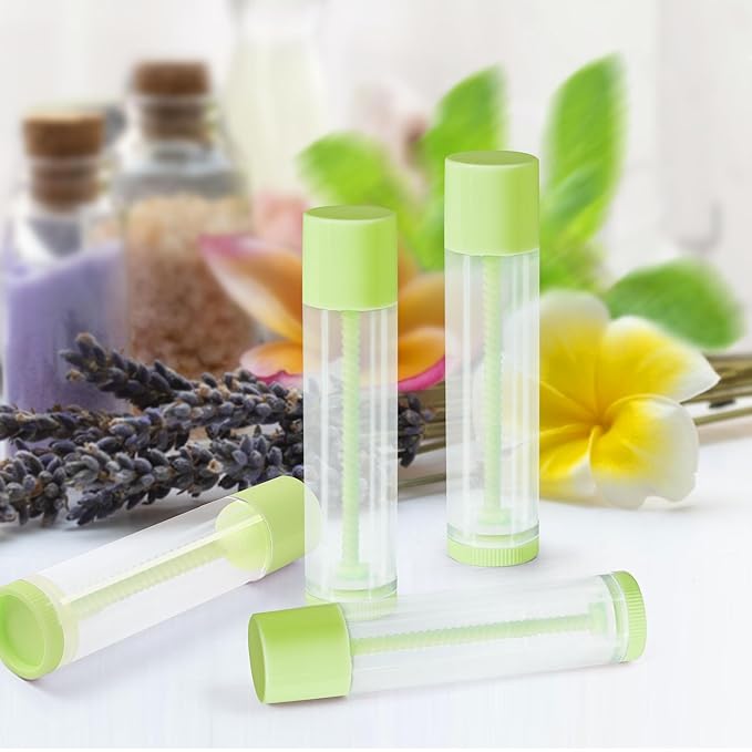 LotFancy Lip Balm Tubes Empty, 60PCS 5.5ml (3/16 Oz), Clear Lip Balm Container Tubes with Green Caps, BPA Free & Leak Free, Refillable-VivaGrace Women