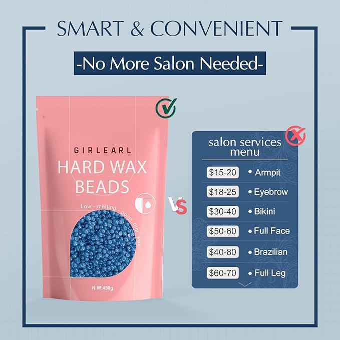 Hard Wax Beads, 1lb Wax Beans for Hair Removal, Hard Wax for Women Sensitive Skin at Home, Wax Refill Perfect for Brazilian Bikini, Eyebrow, Legs, Facial and Full Body with Chamomile Formula-VivaGrace Women