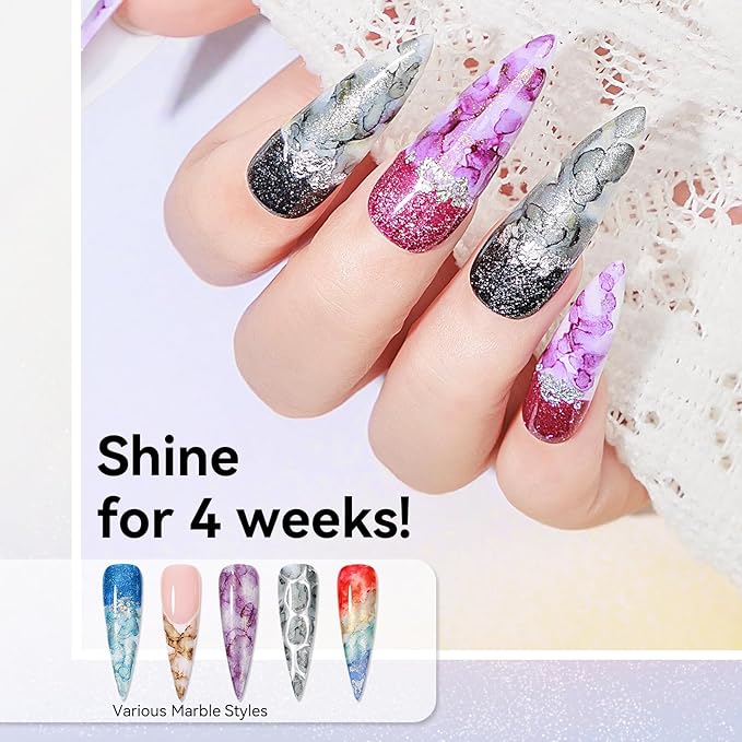 MIZHSE Marble Nail Polish Set, 12 Colors Marble Ink for Nails Glitter Effect Nail Ink Blooming Gel Watercolor Nail Polish for Nail Art Design Manicure at Home