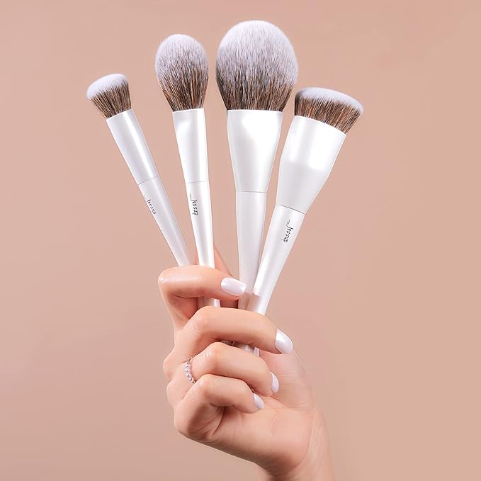 Jessup Make up Brushes 4pcs Face Makeup Brushes Set for Foundation Concealer Blush Contour Powder Highlighter, Pearl White T344-VivaGrace Women