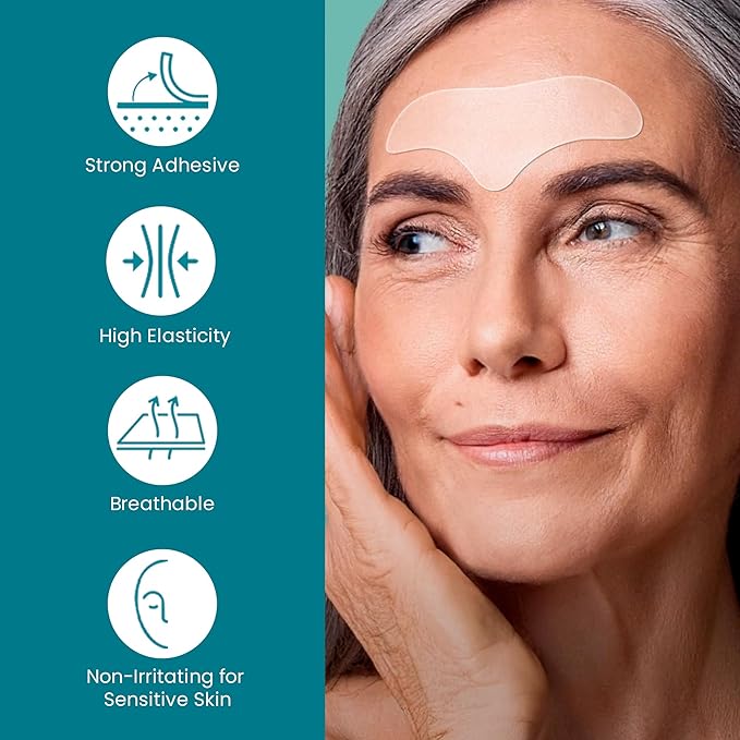 Advanced Wrinkle Patches 60ct Smile Line, Frown Line Wrinkle Patches for Facial Korean Skin Care Face Wrinkle Tape Invisible Overnight with Retinol & Collagen (Large (Forehead))-VivaGrace Women
