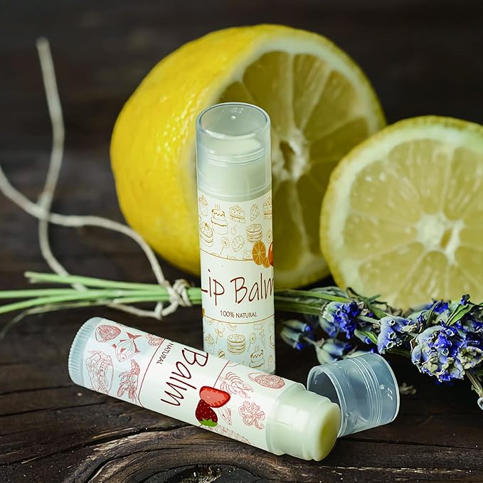 CRASPIRE Lip Balm Labels 80pcs Homemade Lip Balm Labels 2” Clear Lip Balm Labels for Tubes Printable Waterproof Lip Balm Stickers Labels for Lip Balm Handcream Candle Container(Food Logo)-VivaGrace Women
