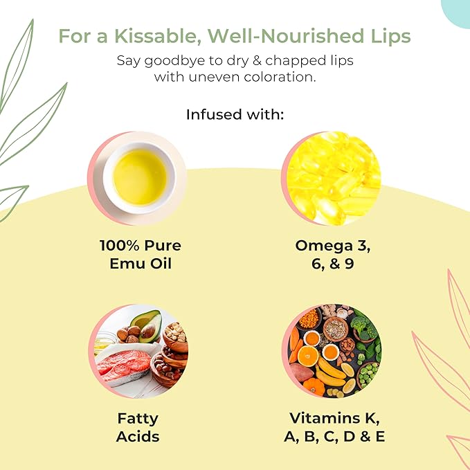 Emu Oil Moisturizing Lip Balm - Hydrating Lip Balm with Extreme SPF50+ Sun Protection - 4-Hour Water Resistant, Fortified with Vitamin E, Amino Acids & Omega 3, 6 & 9 - Y-Not Natural, 15g Stick-VivaGrace Women