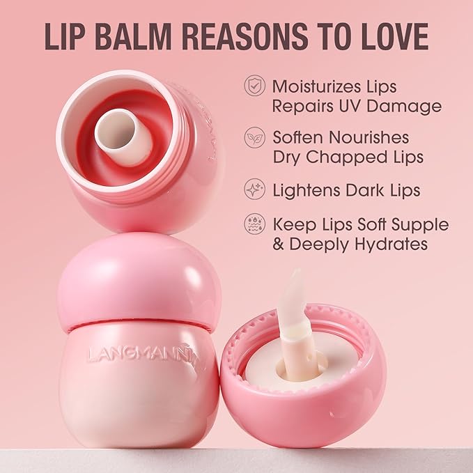 Glow Lip Balm,Moisturizing Lip Balm For Dry,Chapped Lips, Hydrating Lip Balm Repair Lip Sleeping Mask,Nourish & Hydrate Shine Glossy Lip Gloss,Not Sticky Tinted Lip Balm Lip Care (5# Wine Red)-VivaGrace Women