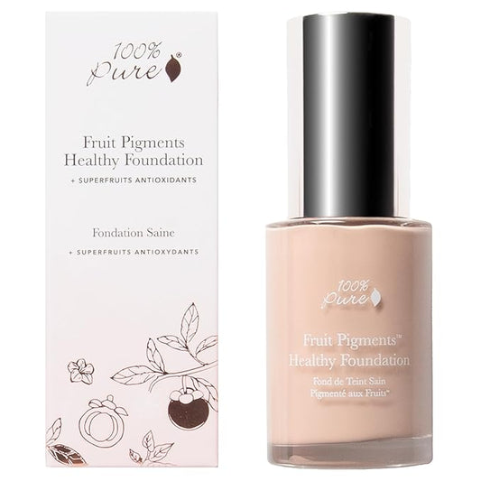 100% PURE Healthy Foundation Full Face Coverage Makeup, Liquid Matte Finish with Anti-Aging Benefits - Vegan - Gorgeous Fruit Pigmented Creme Color - (Fair with Warm Undertones) - 1 Fl Oz-VivaGrace Women
