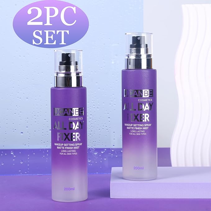 UCANBE Makeup Setting Spray - 2PC Set Matte Finishing Spray, Long Lasting Oil Control Make Up Spray, Lightweight Hydrate Face Mist for Face-VivaGrace Women