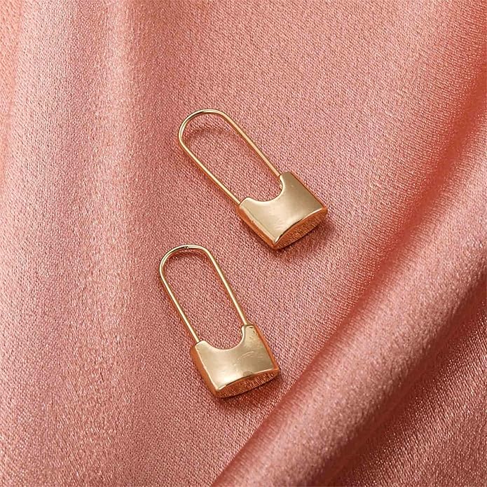 Boho Lock Hoop Earrings Safety Pin Hoop Earrings Gold Lock Huggies Hoop Earrings Personlized Padlock Earrings Jewelry for Women and Girls-VivaGrace Women