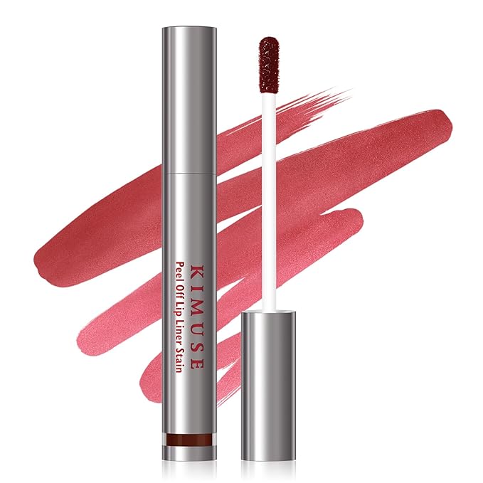KIMUSE Peel Off Lip Liner Stain, Long Lasting Lip Tint Stain Peel Off, Waterproof, Transfer-Proof, Highly Pigmented Color Peel Off Lip Stain Liner, Matte Finish-VivaGrace Women