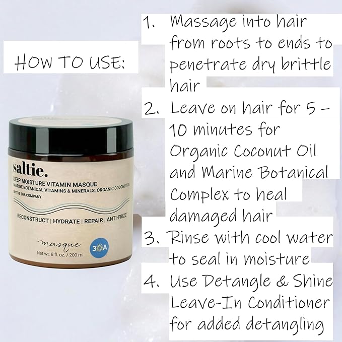 Deep Conditioning Moisture Vitamin Hair Mask with Organic Coconut Oil - Restores Dry Damaged - Repairs damage - reduces frizz - improves scalp circulation - Silicone Free-VivaGrace Women