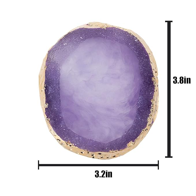MISUD Resin Nail Art Palette, Golden Edge Paint Drawing Color Palette, Agate Nail Palette Manicure Nail DIY Tool (Purple)-VivaGrace Women