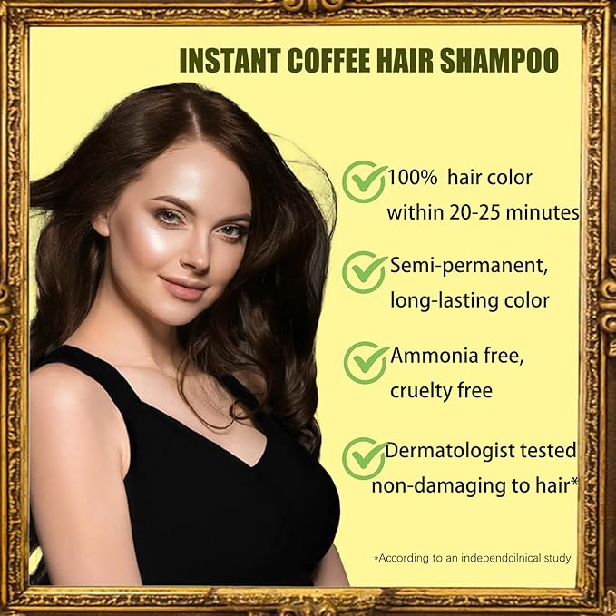 Coffee Hair Dye 3 in 1 - Instant Hair Color Shampoo for Refreshing, Herbal Hair Dye for Women & Men, Easy to Use & Long Lasting 16.90 oz-VivaGrace Women