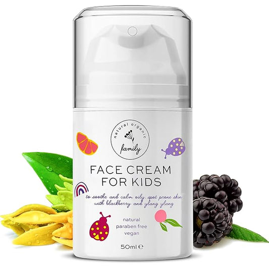 Gentle Face Cream Moisturizer for Kids and Preteens – Nourishing and Calming for All Skin Types – Natural Ingredients: Hyaluronic Acid and Vitamin E - Made in UK 50ml-VivaGrace Women