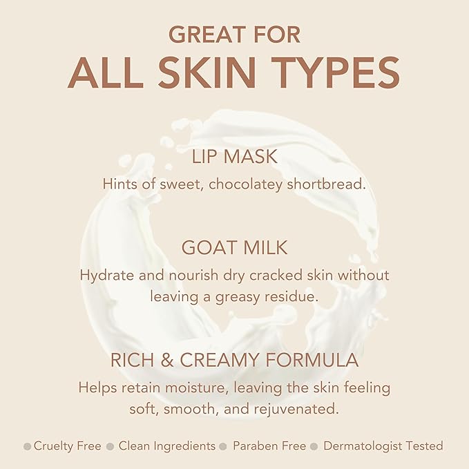 Dionis Goat Butter Overnight Leave On Lip Mask - Raspberry, Goat Milk, Jojoba & Moringa Oils Moisturize & Repair Cracked, Chapped & Dry Lips - Chocolate Shortbread Scented Formula Stays On All Night-VivaGrace Women