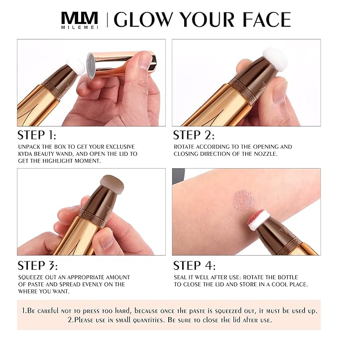 2 Color Contour Beauty Wand, Highlighter ,Face Concealer Contouring with Cushion Applicator Long Lasting & Smooth Matte Finish Liquid Illuminator Makeup Stick (01# Contour&02#Peach Pink)-VivaGrace Women