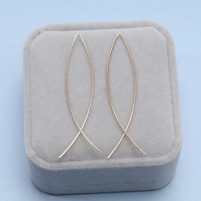Boho Thin Arch Hoop Earrings Gold Threader Wire Earrings Open Hoop Earrings Minimal Everyday Earrings Jewelry for Women and Girls-VivaGrace Women