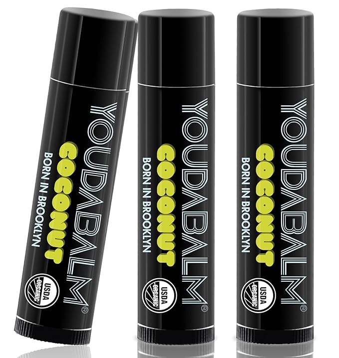 Organic Lip Balm, Coconut Flavor - 100% Natural Lip Moisturizer, USDA Certified - Lip Balm for Dry, Cracked Lips (3 Pack)-VivaGrace Women