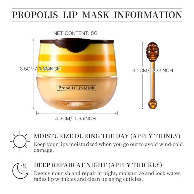 Bee Honey Lip Balm Honey Pot, Bee Honey Lip Mask, Reduces Lip Lines, Hydrate & Moisturizing Lip Skin Care, Prevention Dry Cracked Lips, Bee Honey Lip Balm for Lip Repair Treatment-VivaGrace Women