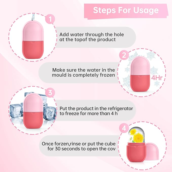 Coquette Ice Roller for Face and Eye, Ice Face Roller, Aesthetic Skin Care Tools Gifts for Women Cute Preppy Stuff,Silicone Ice Mold for Beauty(Pink)-VivaGrace Women