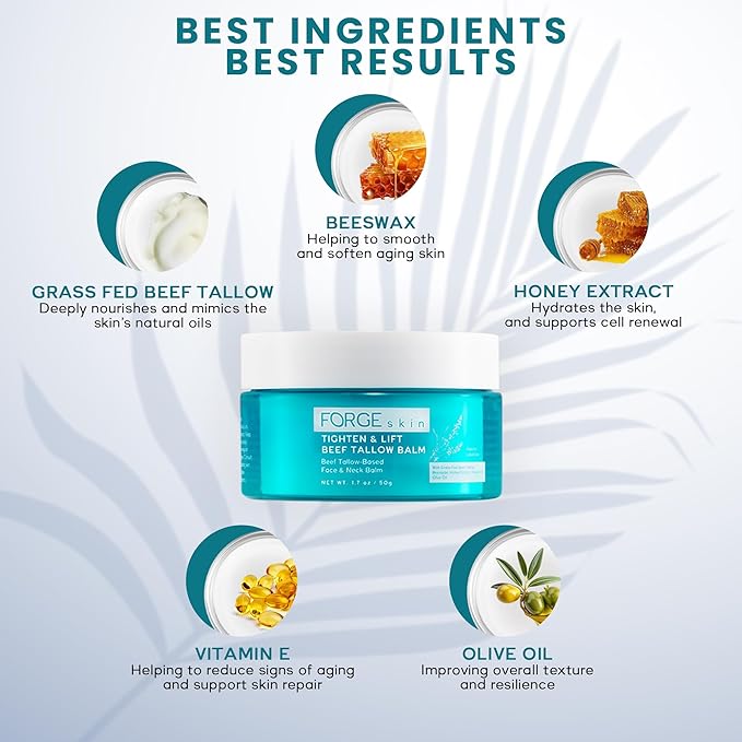Original Tighten and Lift Cream Beef Tallow for Skin Women |Grass Fed Beef Tallow and Honey Balm for Face | Under Eye Firming Cream Tightening Lifting Sagging Skin Beef Tallow Moisturizer-VivaGrace Women