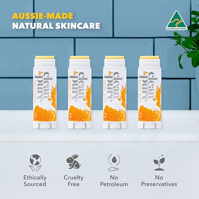Beekeeper’s Favorite Lip Balms, 4 Pack | Manuka Honey Beauty Products | Lip Care Set With 100% All Natural Beeswax and Vitamin E Oil | Flavored Lip Balm for Dry, Chapped Lips-VivaGrace Women