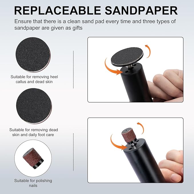 Electric Foot Callus Remover, Adjustable Speed Rechargeable Foot Sander Pedicure Tools for Feet Dead Skin with Sandpaper Disk and Nail Drill Bits,Equipped with Digital Display(Obsidian)-VivaGrace Women