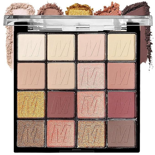 16 Colors Nude Champagne Gold Glitter Matte Shimmer Eyeshadow Palette for Eye Makeup,High Pigmented Brown Eye Shadow Primers Powder Palet de sombras de ojos-VivaGrace Women