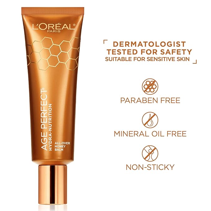 L'Oreal Paris Skincare Age Perfect Hydra-Nutrition All-Over Balm with Manuka Honey Extract and Nurturing Oils, to Soothe and Rescue Dry Skin, Paraben Free, 1.7 oz.-VivaGrace Women
