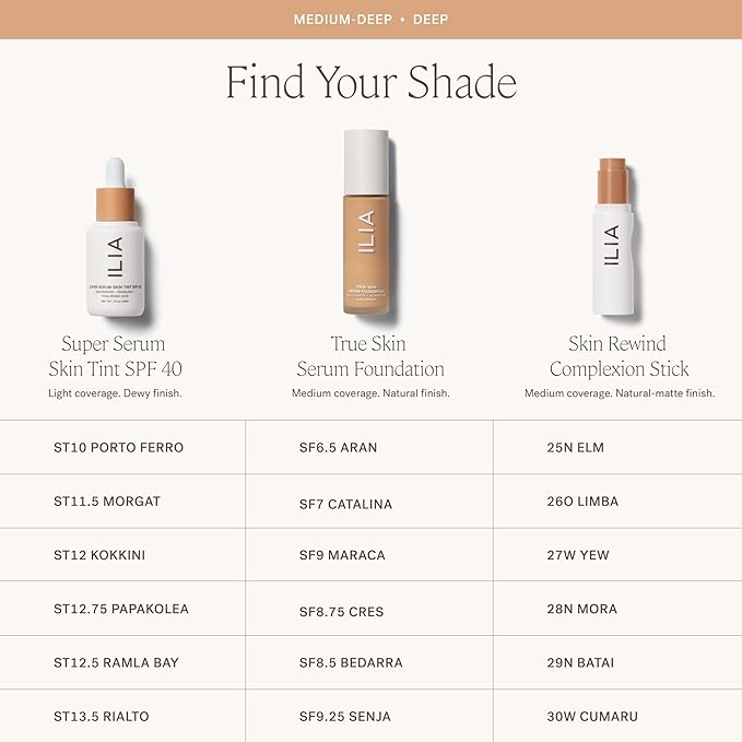 ILIA - Skin Rewind Complexion Stick - Foundation + Concealer + Skincare | Non-Toxic, Vegan, Cruelty-Free, Clean Makeup (29N - Batai, 0.35 oz | 10 g)-VivaGrace Women