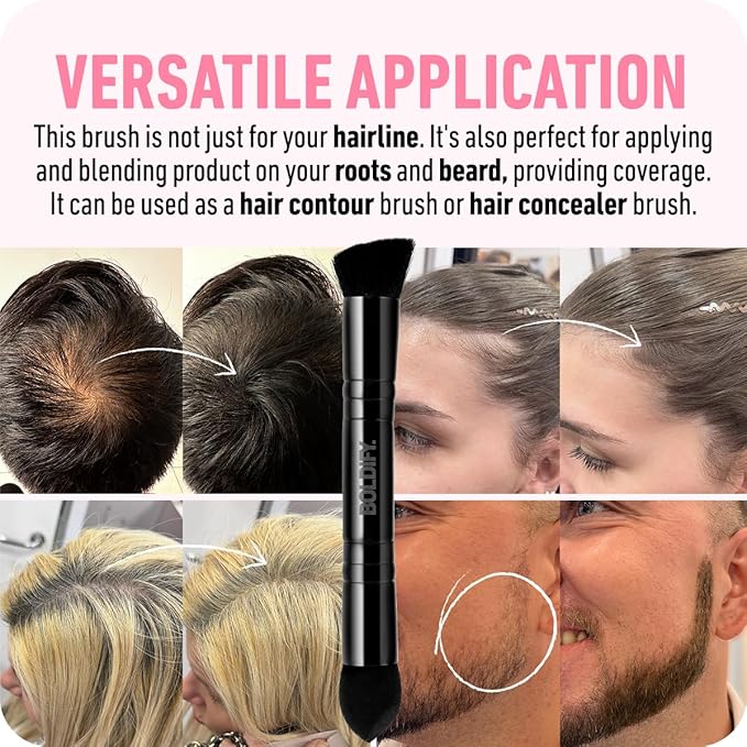 BOLDIFY Dual-Ended Hairline Powder Brush - Precision Makeup Brush Set with Sponge Tip for Seamless Blending - Ideal as a Concealer Brush, Hair Contour Brush, and Root Touch Up-VivaGrace Women