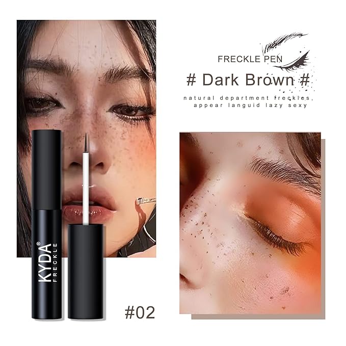 2 Colors Liquid Freckle Pen, Natural Like Freckle Makeup Pen Soft Dot Spot, Waterproof and Smudgeproof Quick Dry for Instant Create Realistic Freckles Make Up(Dark Brown+Light Brown)-VivaGrace Women
