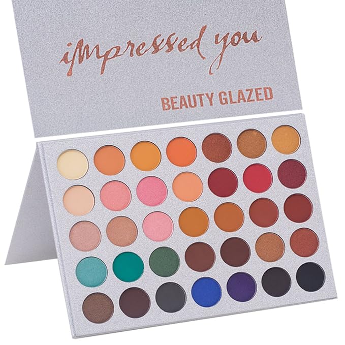35 Colors Eyeshadow Palette with 7Pcs Makeup Brushes Set, All in One Makeup Kit Matte Shimmer Pigmented Eye Shadow Pallete Waterproof Powder Natural Nude Naked Smokey-VivaGrace Women