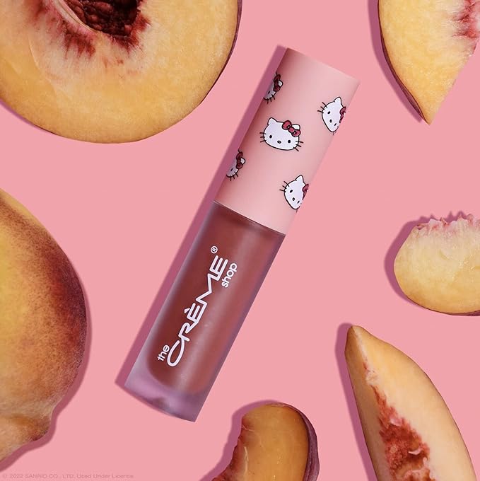 The Crème Shop x Hello Kitty Kawaii Kiss Hydrating, Rejuvenating Lip Oil with Nourishing Jojoba, Vitamin E & Luxurious Jelly Formula - Peach-Flavored (Tinted)-VivaGrace Women