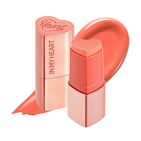 Touch in Sol In My Heart Stick Blush (#Sunset Coral) – Cream Blush Stick for Cheeks, Eyes & Lips – Korean Makeup Cheek – Creamy, Blendable Milk Blush for Dewy Glow, Natural Finish, k beauty (0.21 Oz)-VivaGrace Women